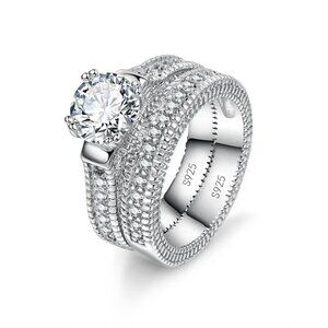 Elegant Women Sterling Silver Wedding Formal Stylish Ring